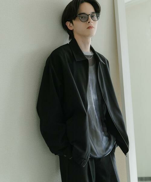 SENSE OF PLACE by URBAN RESEARCH / センスオブプレイス バイ アーバンリサーチ ブルゾン | 『UR TECH DRYLUXE』リネンライクジップブルゾン（ブラック）