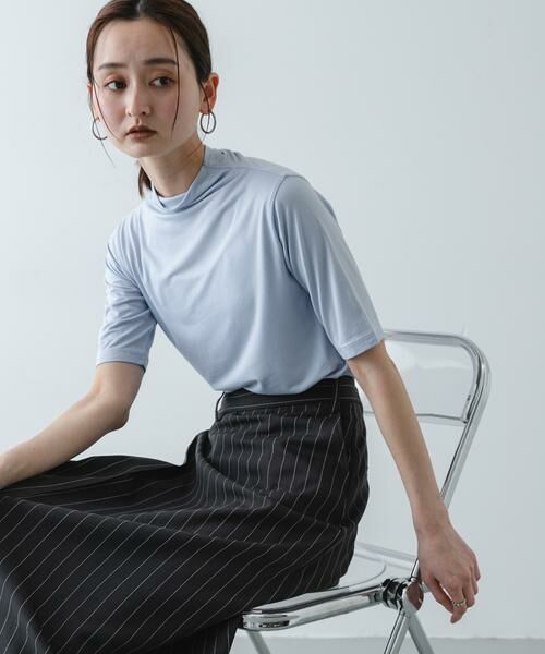 SENSE OF PLACE by URBAN RESEARCH / センスオブプレイス バイ アーバンリサーチ Tシャツ | ソフトハイネックTシャツ(半袖)（ブルー）