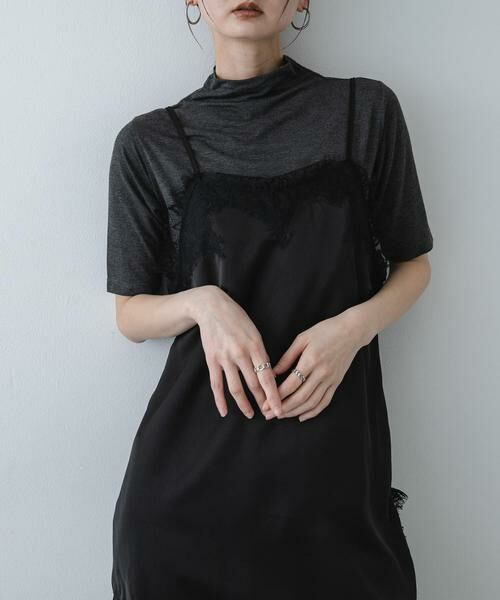 SENSE OF PLACE by URBAN RESEARCH / センスオブプレイス バイ アーバンリサーチ Tシャツ | ソフトハイネックTシャツ(半袖)（ダークグレー）