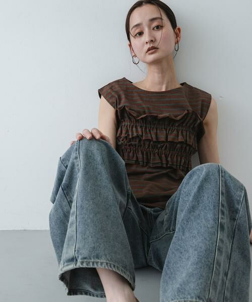 SENSE OF PLACE by URBAN RESEARCH / センスオブプレイス バイ アーバンリサーチ Tシャツ | ボーダーカットビスチェセット（ブラウン系その他）