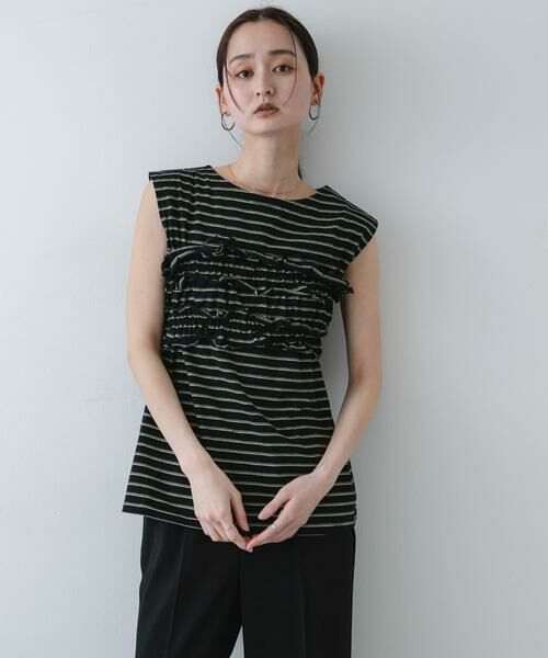 SENSE OF PLACE by URBAN RESEARCH / センスオブプレイス バイ アーバンリサーチ Tシャツ | ボーダーカットビスチェセット（ブラック系その他）