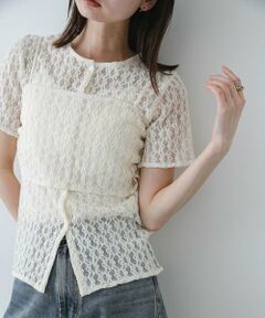 SENSE OF PLACE by URBAN RESEARCH / センスオブプレイス バイ アーバンリサーチ Tシャツ | レースビスチェアンサンブルカットトップ