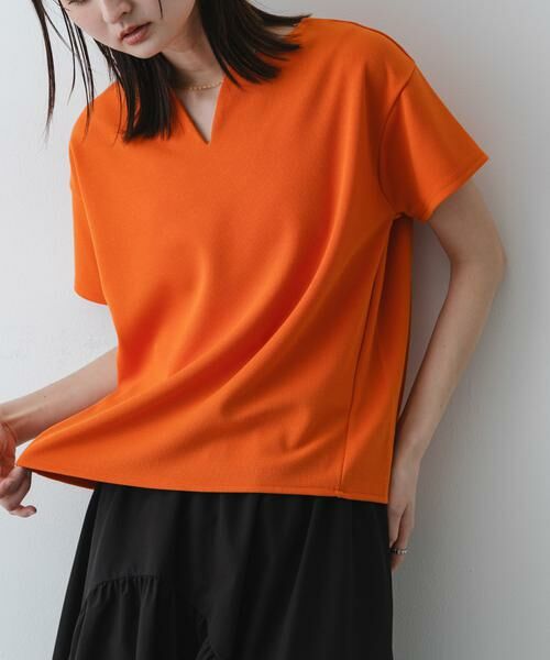SENSE OF PLACE by URBAN RESEARCH / センスオブプレイス バイ アーバンリサーチ Tシャツ | キーネックミラノリブTシャツ（オレンジ）