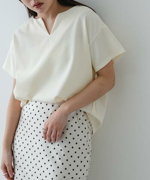 SENSE OF PLACE by URBAN RESEARCH / センスオブプレイス バイ アーバンリサーチ Tシャツ | キーネックミラノリブTシャツ（オフホワイト）