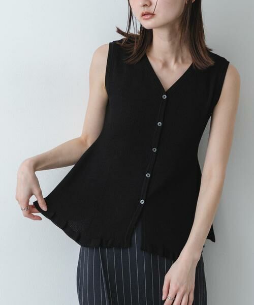 SENSE OF PLACE by URBAN RESEARCH / センスオブプレイス バイ アーバンリサーチ ニット・セーター | 『洗濯可/毛玉防止』SKINProof抗ピルペプラムニットカーディガン（ブラック）