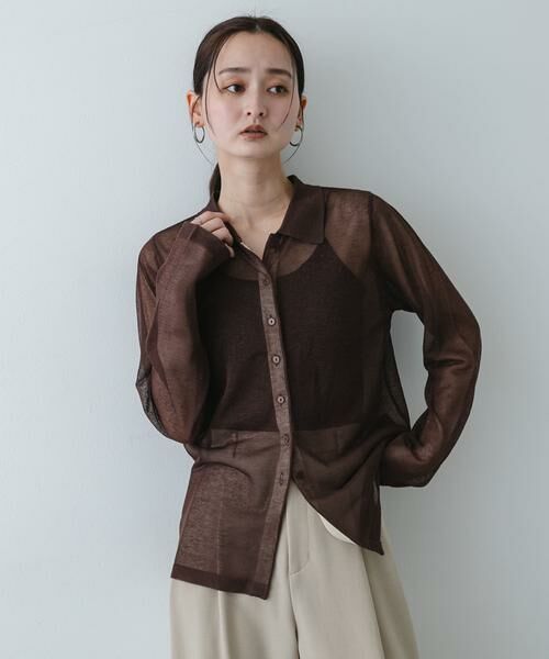 SENSE OF PLACE by URBAN RESEARCH / センスオブプレイス バイ アーバンリサーチ ニット・セーター | 『洗濯可/接触冷感』シアーニットシャツカーディガン | 詳細1