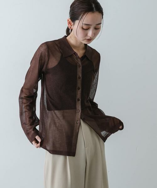 SENSE OF PLACE by URBAN RESEARCH / センスオブプレイス バイ アーバンリサーチ ニット・セーター | 『洗濯可/接触冷感』シアーニットシャツカーディガン（ブラウン）