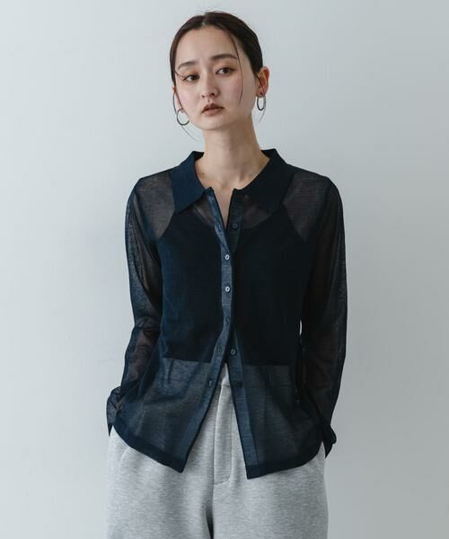 SENSE OF PLACE by URBAN RESEARCH / センスオブプレイス バイ アーバンリサーチ ニット・セーター | 『洗濯可/接触冷感』シアーニットシャツカーディガン | 詳細8