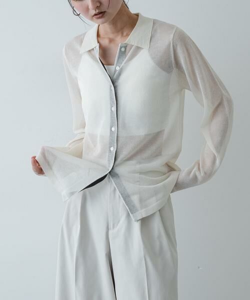 SENSE OF PLACE by URBAN RESEARCH / センスオブプレイス バイ アーバンリサーチ ニット・セーター | 『洗濯可/接触冷感』シアーニットシャツカーディガン（アイボリー）