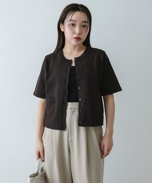 SENSE OF PLACE by URBAN RESEARCH / センスオブプレイス バイ アーバンリサーチ カーディガン・ボレロ | 『洗濯可』ポケットツキハーフスリーブカーディガン | 詳細2