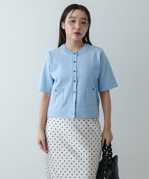 SENSE OF PLACE by URBAN RESEARCH / センスオブプレイス バイ アーバンリサーチ カーディガン・ボレロ | 『洗濯可』ポケットツキハーフスリーブカーディガン（ライトブルー）