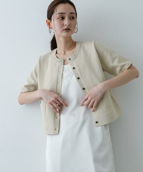 SENSE OF PLACE by URBAN RESEARCH / センスオブプレイス バイ アーバンリサーチ カーディガン・ボレロ | 『洗濯可』ポケットツキハーフスリーブカーディガン（アイボリー）