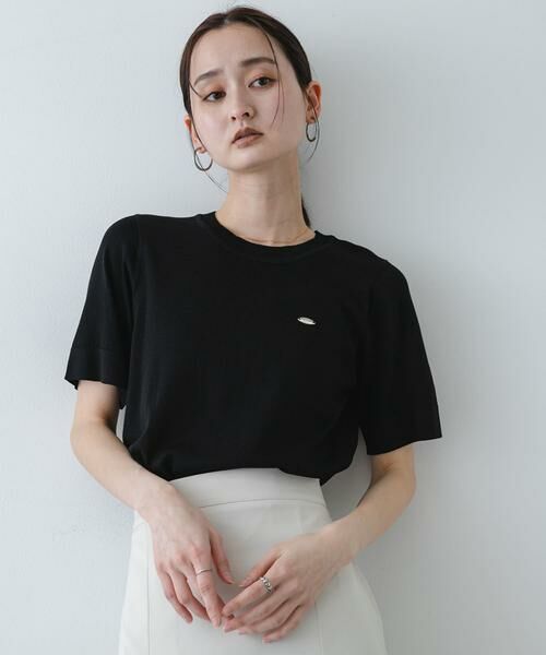 SENSE OF PLACE by URBAN RESEARCH / センスオブプレイス バイ アーバンリサーチ ニット・セーター | 『洗濯可』プレートツキニットTシャツ(半袖)（ブラック）