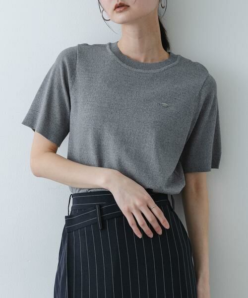 SENSE OF PLACE by URBAN RESEARCH / センスオブプレイス バイ アーバンリサーチ ニット・セーター | 『洗濯可』プレートツキニットTシャツ(半袖)（グレー）