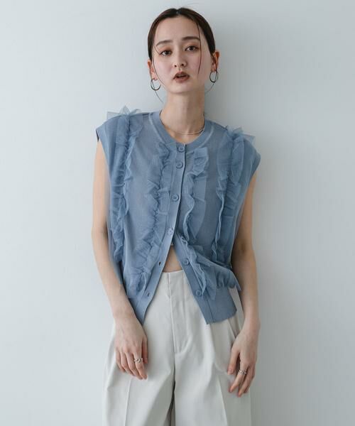 SENSE OF PLACE by URBAN RESEARCH / センスオブプレイス バイ アーバンリサーチ ベスト | 『洗濯可』チュールフリルニットベスト | 詳細1