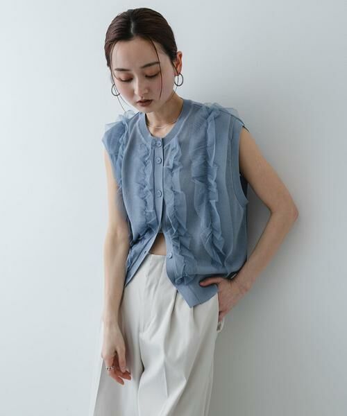 SENSE OF PLACE by URBAN RESEARCH / センスオブプレイス バイ アーバンリサーチ ベスト | 『洗濯可』チュールフリルニットベスト | 詳細2
