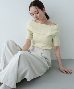 SENSE OF PLACE by URBAN RESEARCH / センスオブプレイス バイ アーバンリサーチ ニット・セーター | 『洗濯可』メタルボタンオフショルリブセーター