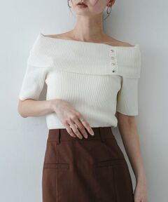 SENSE OF PLACE by URBAN RESEARCH / センスオブプレイス バイ アーバンリサーチ ニット・セーター | 『洗濯可』メタルボタンオフショルリブセーター