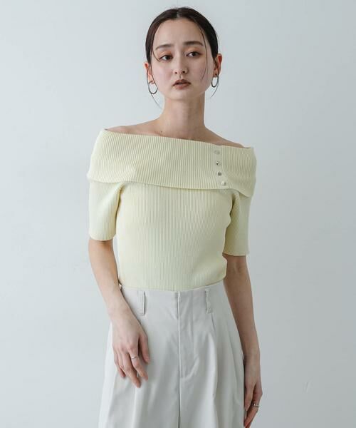 SENSE OF PLACE by URBAN RESEARCH / センスオブプレイス バイ アーバンリサーチ ニット・セーター | 『洗濯可』メタルボタンオフショルリブセーター | 詳細1