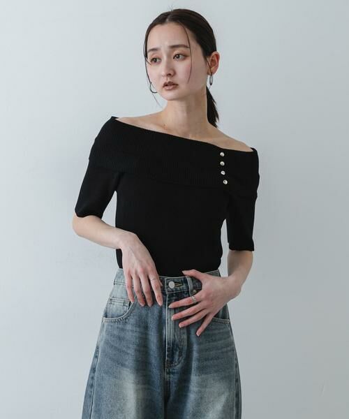 SENSE OF PLACE by URBAN RESEARCH / センスオブプレイス バイ アーバンリサーチ ニット・セーター | 『洗濯可』メタルボタンオフショルリブセーター | 詳細19