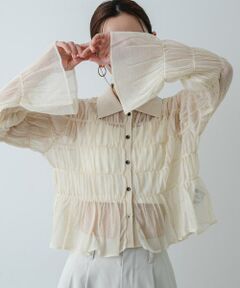 SENSE OF PLACE by URBAN RESEARCH / センスオブプレイス バイ アーバンリサーチ カーディガン・ボレロ | 『洗濯可』シャーリングエリツキニットカーディガン