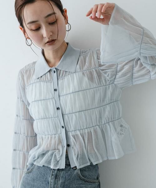 SENSE OF PLACE by URBAN RESEARCH / センスオブプレイス バイ アーバンリサーチ カーディガン・ボレロ | 『洗濯可』シャーリングエリツキニットカーディガン | 詳細1