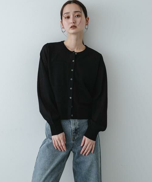 SENSE OF PLACE by URBAN RESEARCH / センスオブプレイス バイ アーバンリサーチ カーディガン・ボレロ | 『洗濯可』UVケアポケットシアーカーディガン（ブラック）