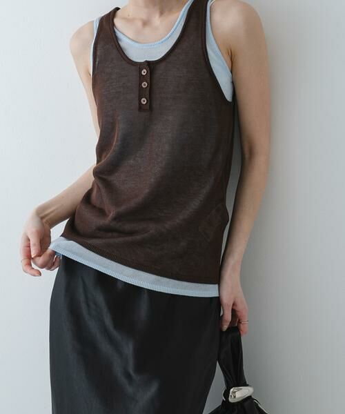 SENSE OF PLACE by URBAN RESEARCH / センスオブプレイス バイ アーバンリサーチ タンクトップ | 『洗濯可』アンサンブルニットタンクトップ（ブラウン）