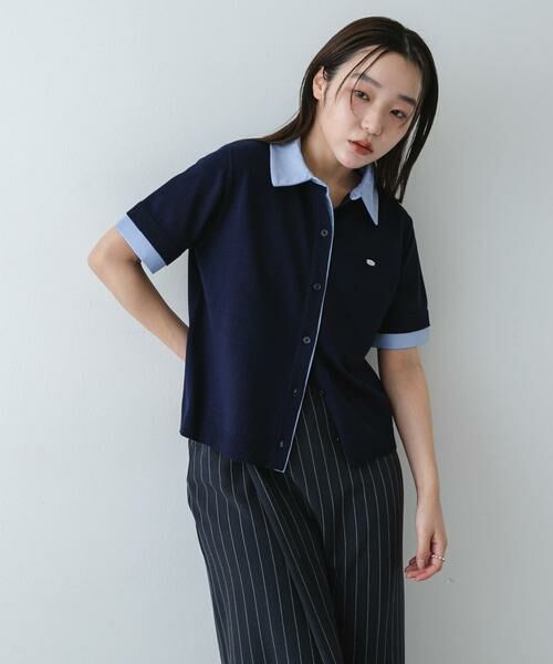 SENSE OF PLACE by URBAN RESEARCH / センスオブプレイス バイ アーバンリサーチ カーディガン・ボレロ | 『洗濯可』シャツドッキングカーディガン（ネイビー）