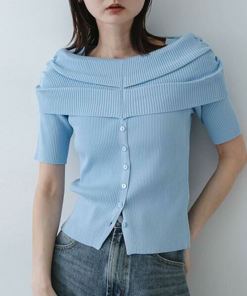 SENSE OF PLACE by URBAN RESEARCH / センスオブプレイス バイ アーバンリサーチ ニット・セーター | 『洗濯可』オフショルリブセーター(半袖)（ライトブルー）