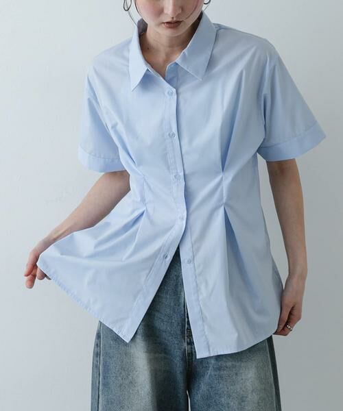 SENSE OF PLACE by URBAN RESEARCH / センスオブプレイス バイ アーバンリサーチ シャツ・ブラウス | 『イージーケア』ウエストタックハーフスリーブシャツ（ライトブルー）