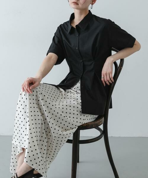 SENSE OF PLACE by URBAN RESEARCH / センスオブプレイス バイ アーバンリサーチ シャツ・ブラウス | 『イージーケア』ウエストタックハーフスリーブシャツ（ブラック）