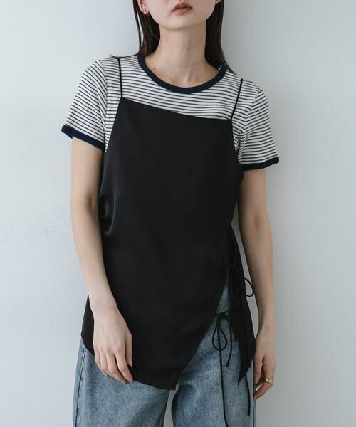 SENSE OF PLACE by URBAN RESEARCH / センスオブプレイス バイ アーバンリサーチ キャミソール・チューブトップ | アシメリボンキャミソール（ブラック）