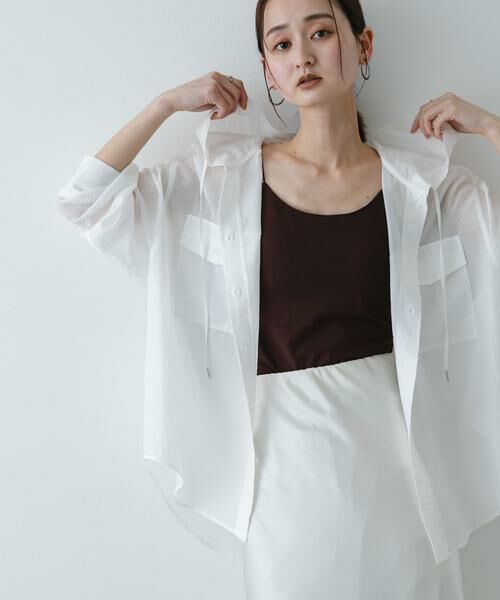 SENSE OF PLACE by URBAN RESEARCH / センスオブプレイス バイ アーバンリサーチ シャツ・ブラウス | シアーフーディシャツ（オフホワイト）