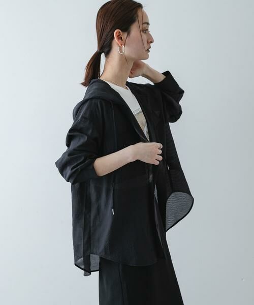 SENSE OF PLACE by URBAN RESEARCH / センスオブプレイス バイ アーバンリサーチ シャツ・ブラウス | シアーフーディシャツ（ブラック）