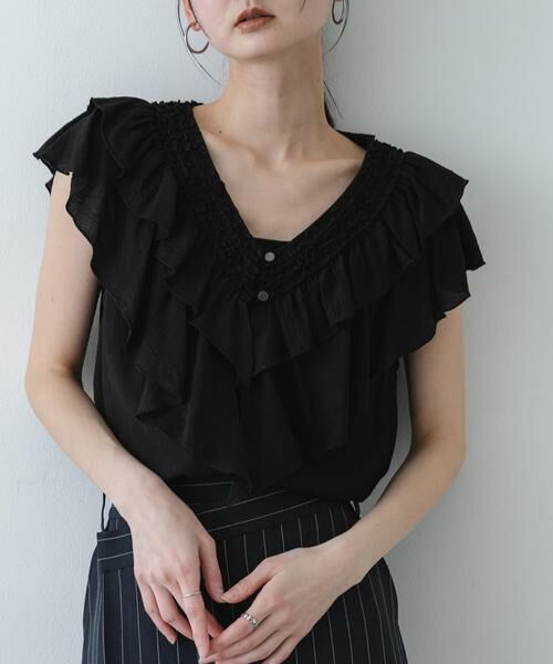 SENSE OF PLACE by URBAN RESEARCH / センスオブプレイス バイ アーバンリサーチ シャツ・ブラウス | ヨウリュウフリルブラウス（ブラック）