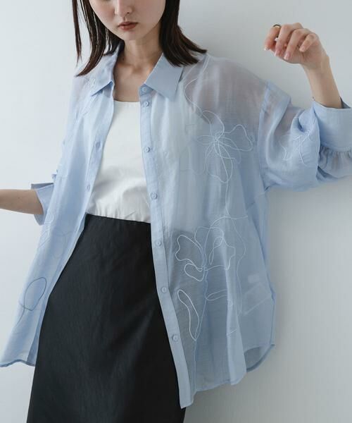 SENSE OF PLACE by URBAN RESEARCH / センスオブプレイス バイ アーバンリサーチ シャツ・ブラウス | シシュウシアーシャツ（ライトブルー）