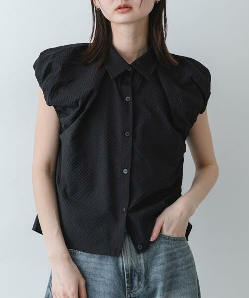 SENSE OF PLACE by URBAN RESEARCH / センスオブプレイス バイ アーバンリサーチ シャツ・ブラウス | シアーサッカーバルーンスリーブシャツ（ブラック）