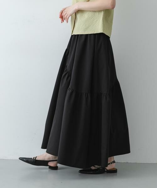 SENSE OF PLACE by URBAN RESEARCH / センスオブプレイス バイ アーバンリサーチ ロング・マキシ丈スカート | アシメキリカエギャザースカート（ブラック）