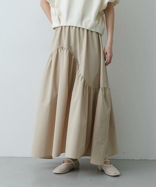SENSE OF PLACE by URBAN RESEARCH / センスオブプレイス バイ アーバンリサーチ ロング・マキシ丈スカート | アシメキリカエギャザースカート（ベージュ）