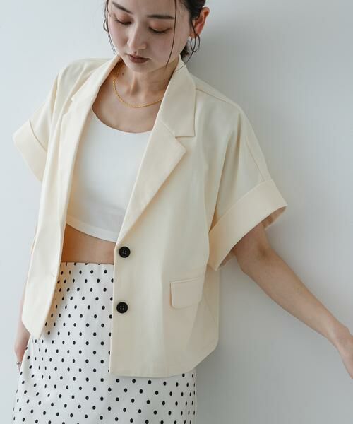 SENSE OF PLACE by URBAN RESEARCH / センスオブプレイス バイ アーバンリサーチ その他アウター | ミラノクロップドジャケット（アイボリー）