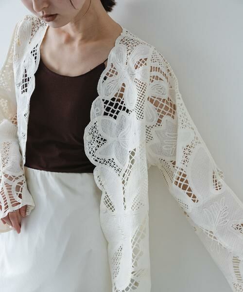 SENSE OF PLACE by URBAN RESEARCH / センスオブプレイス バイ アーバンリサーチ ノーカラージャケット | ノーカラーレースジャケット | 詳細1