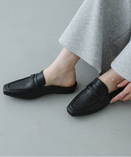SENSE OF PLACE by URBAN RESEARCH / センスオブプレイス バイ アーバンリサーチ フラットシューズ | スクエアトゥローファーミュール（ブラック）