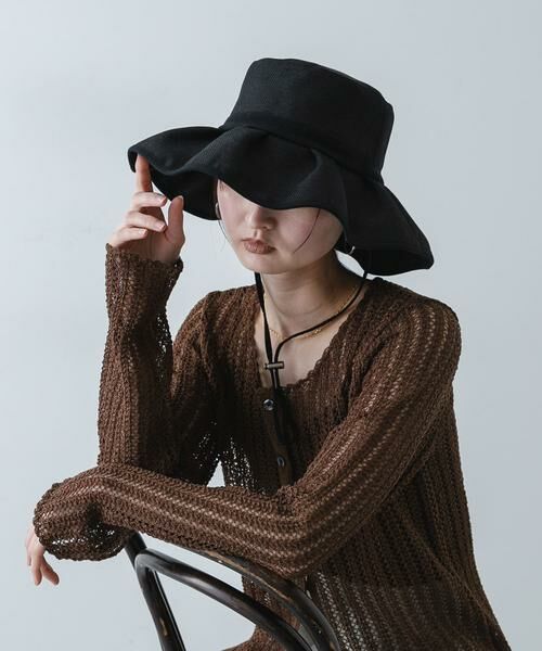 SENSE OF PLACE by URBAN RESEARCH / センスオブプレイス バイ アーバンリサーチ ハット | ジュートライクフリルハット（ブラック）