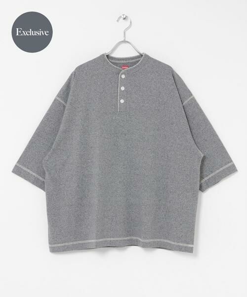 SENSE OF PLACE by URBAN RESEARCH / センスオブプレイス バイ アーバンリサーチ Tシャツ | 『別注』Healthknit×SENSE OF PLACE　ヘンリーネックTシャツ（グレー）