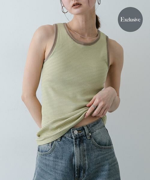 SENSE OF PLACE by URBAN RESEARCH / センスオブプレイス バイ アーバンリサーチ タンクトップ | 『別注』Healthknit×SENSE OF PLACE ボーダータンクトップ（イエロー系その他）