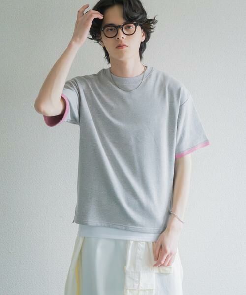 SENSE OF PLACE by URBAN RESEARCH / センスオブプレイス バイ アーバンリサーチ Tシャツ | ダブルフェイス裏毛ショートスリーブTシャツ（グレー）