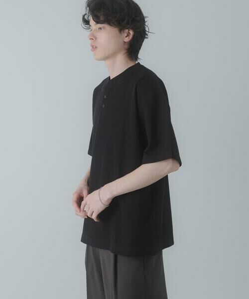 SENSE OF PLACE by URBAN RESEARCH / センスオブプレイス バイ アーバンリサーチ Tシャツ | ヘンリーネックカノコプルオーバー（ブラック）