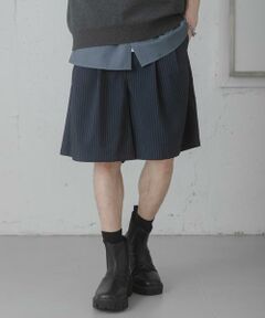 SENSE OF PLACE by URBAN RESEARCH / センスオブプレイス バイ アーバンリサーチ ショート・ハーフ・半端丈パンツ | ピンストライプワイドバギーショーツ