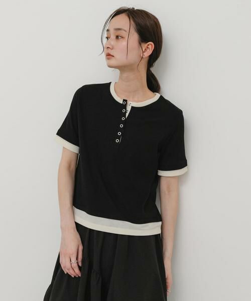 SENSE OF PLACE by URBAN RESEARCH / センスオブプレイス バイ アーバンリサーチ Tシャツ | ヘンリーネックレイヤードトップ(半袖) | 詳細1